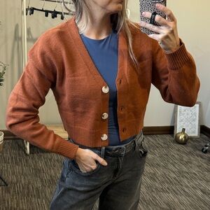 NWT Rust Cropped Cardigan Sweater